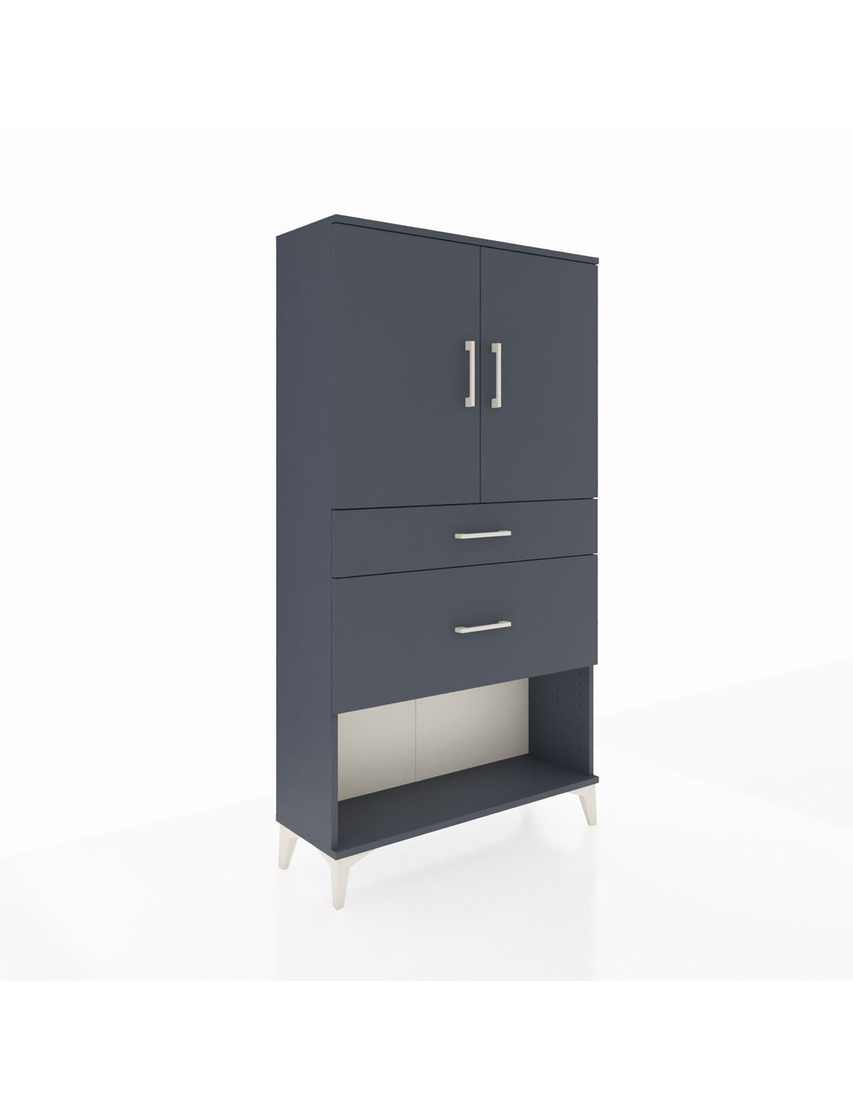 Arges Dolap 3 Raflı 2 Çekmeceli 2 Kapaklı 88x30x163 Antrasit-Antrasit