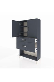 Arges Dolap 3 Raflı 2 Çekmeceli 2 Kapaklı 88x30x163 Antrasit-Antrasit