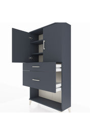 Arges Dolap 3 Raflı 2 Çekmeceli 2 Kapaklı 88x30x163 Antrasit-Antrasit