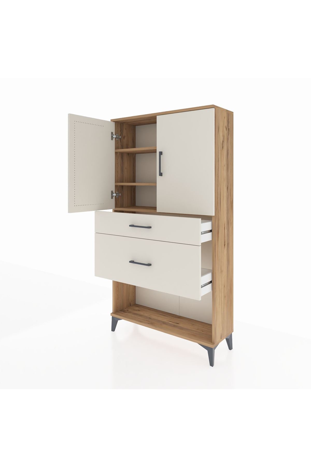 Arges Dolap 3 Raflı 2 Çekmeceli 2 Kapaklı 88x30x163 - S21M121V7A