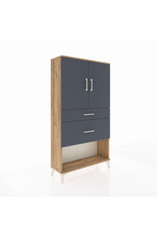 Arges Dolap 3 Raflı 2 Çekmeceli 2 Kapaklı 88x30x163 Çam-Antrasit