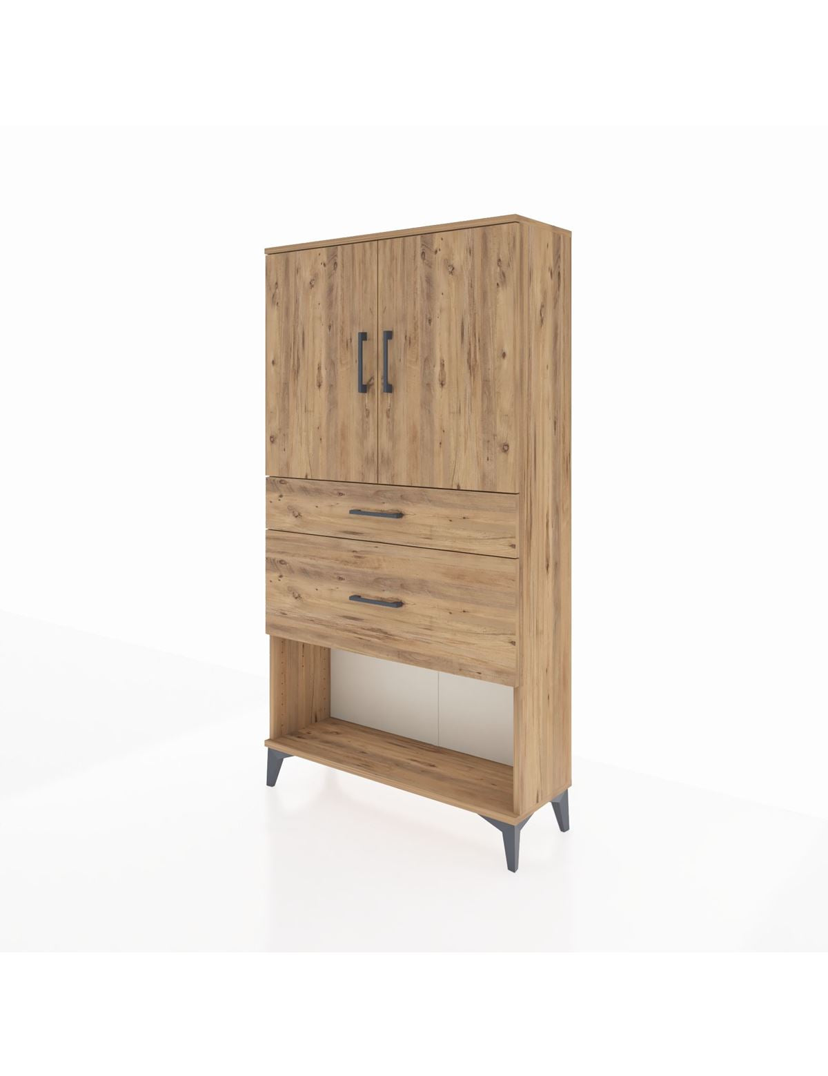 Arges Dolap 3 Raflı 2 Çekmeceli 2 Kapaklı 88x30x163 - S21M121V9A