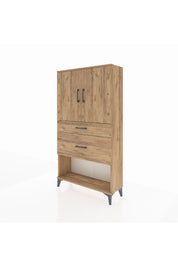 Arges Dolap 3 Raflı 2 Çekmeceli 2 Kapaklı 88x30x163 Çam-Çam