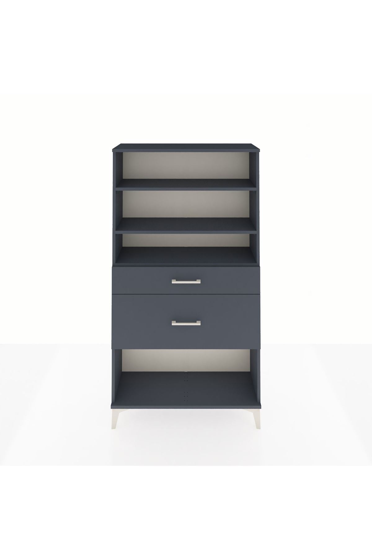 Arges Dolap 3 Raflı 2 Çekmeceli 88x30x163 Antrasit-Antrasit