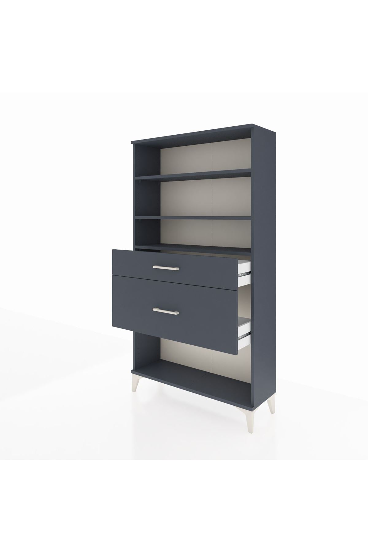 Arges Dolap 3 Raflı 2 Çekmeceli 88x30x163 Antrasit-Antrasit