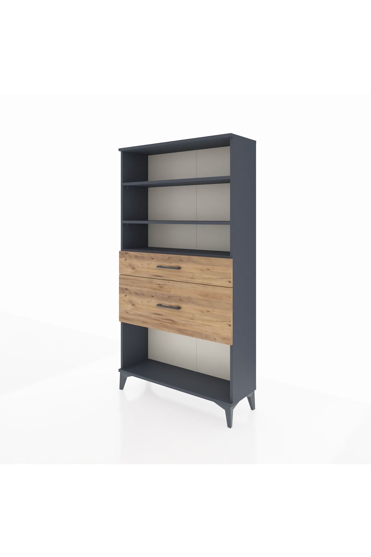 Arges Dolap 3 Raflı 2 Çekmeceli 88x30x163 Antrasit-Çam