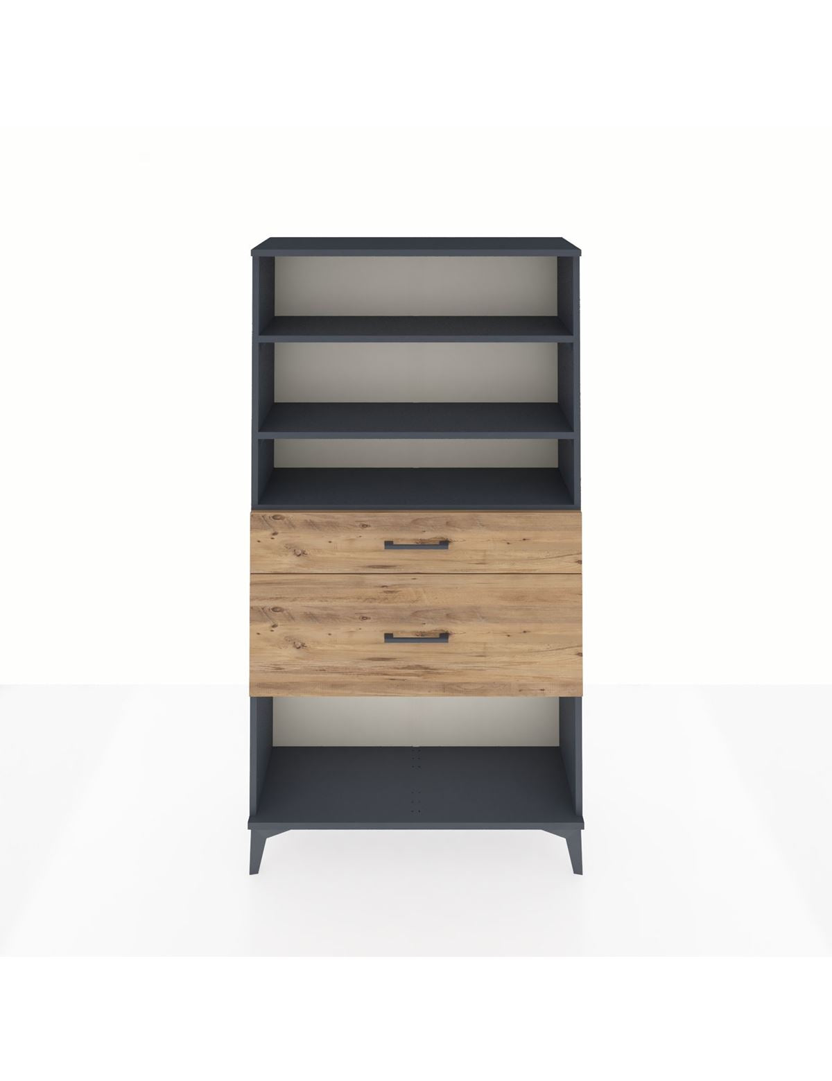 Arges Dolap 3 Raflı 2 Çekmeceli 88x30x163 Antrasit-Çam