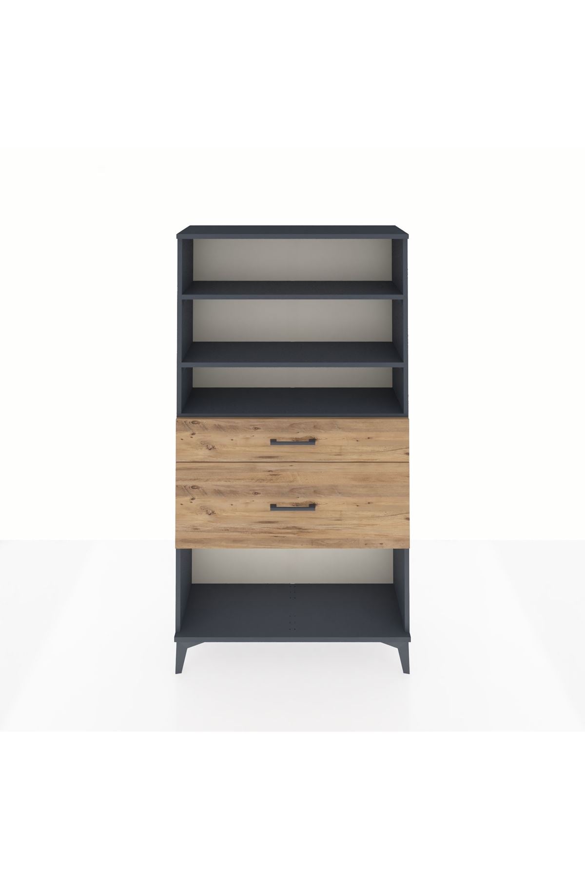 Arges Dolap 3 Raflı 2 Çekmeceli 88x30x163 Antrasit-Çam