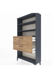 Arges Dolap 3 Raflı 2 Çekmeceli 88x30x163 Antrasit-Çam