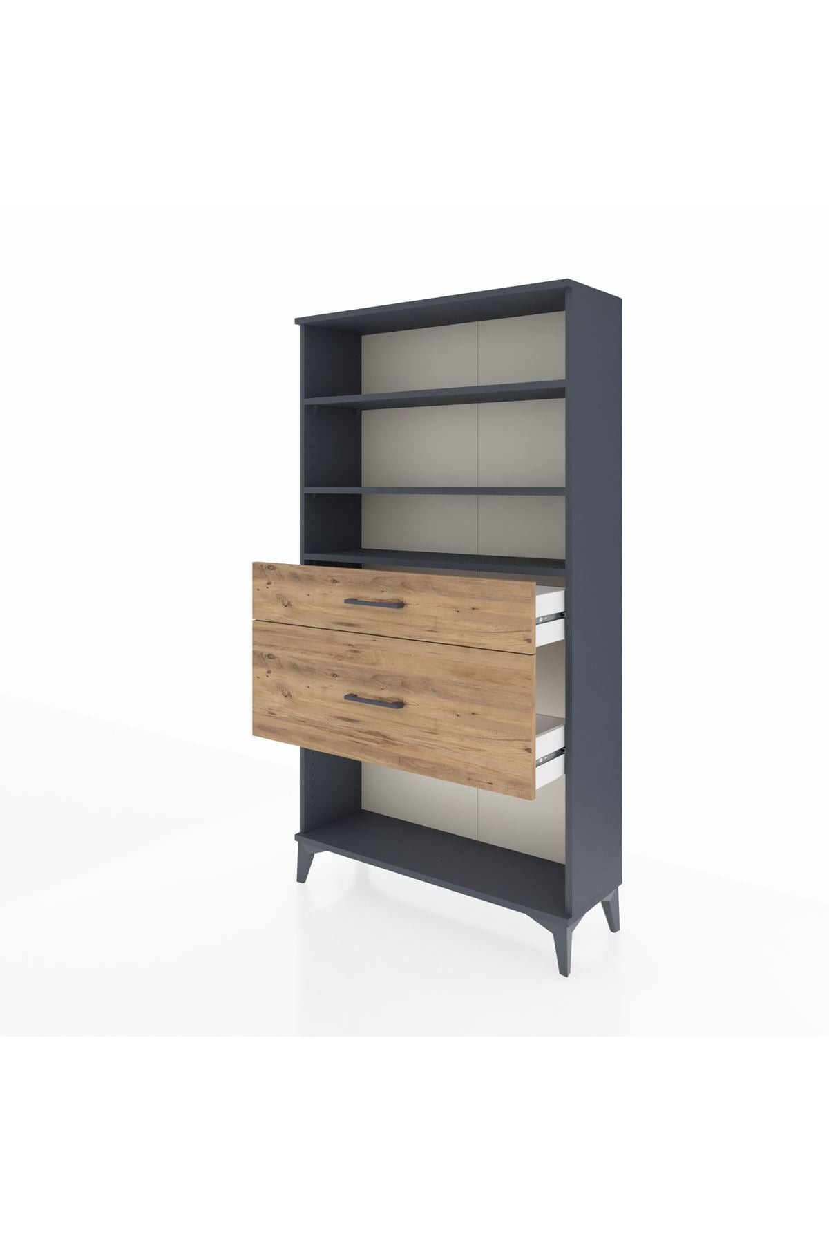 Arges Dolap 3 Raflı 2 Çekmeceli 88x30x163 Antrasit-Çam