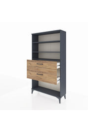 Arges Dolap 3 Raflı 2 Çekmeceli 88x30x163 Antrasit-Çam