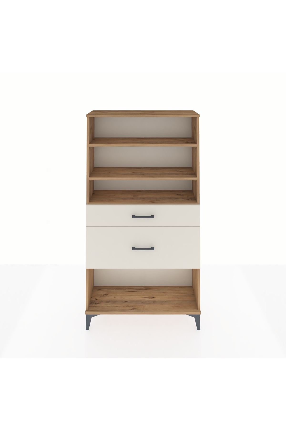 Arges Dolap 3 Raflı 2 Çekmeceli 88x30x163 Çam-Aytaşı