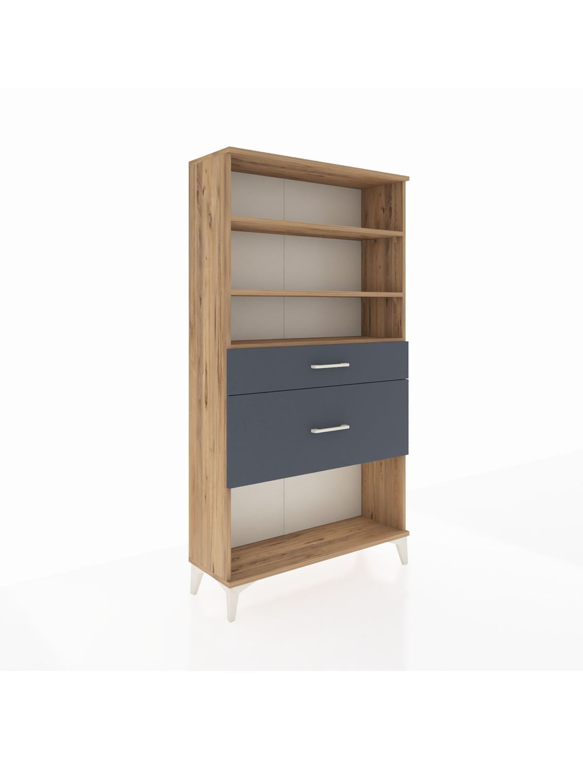 Arges Dolap 3 Raflı 2 Çekmeceli 88x30x163 Çam-Antrasit