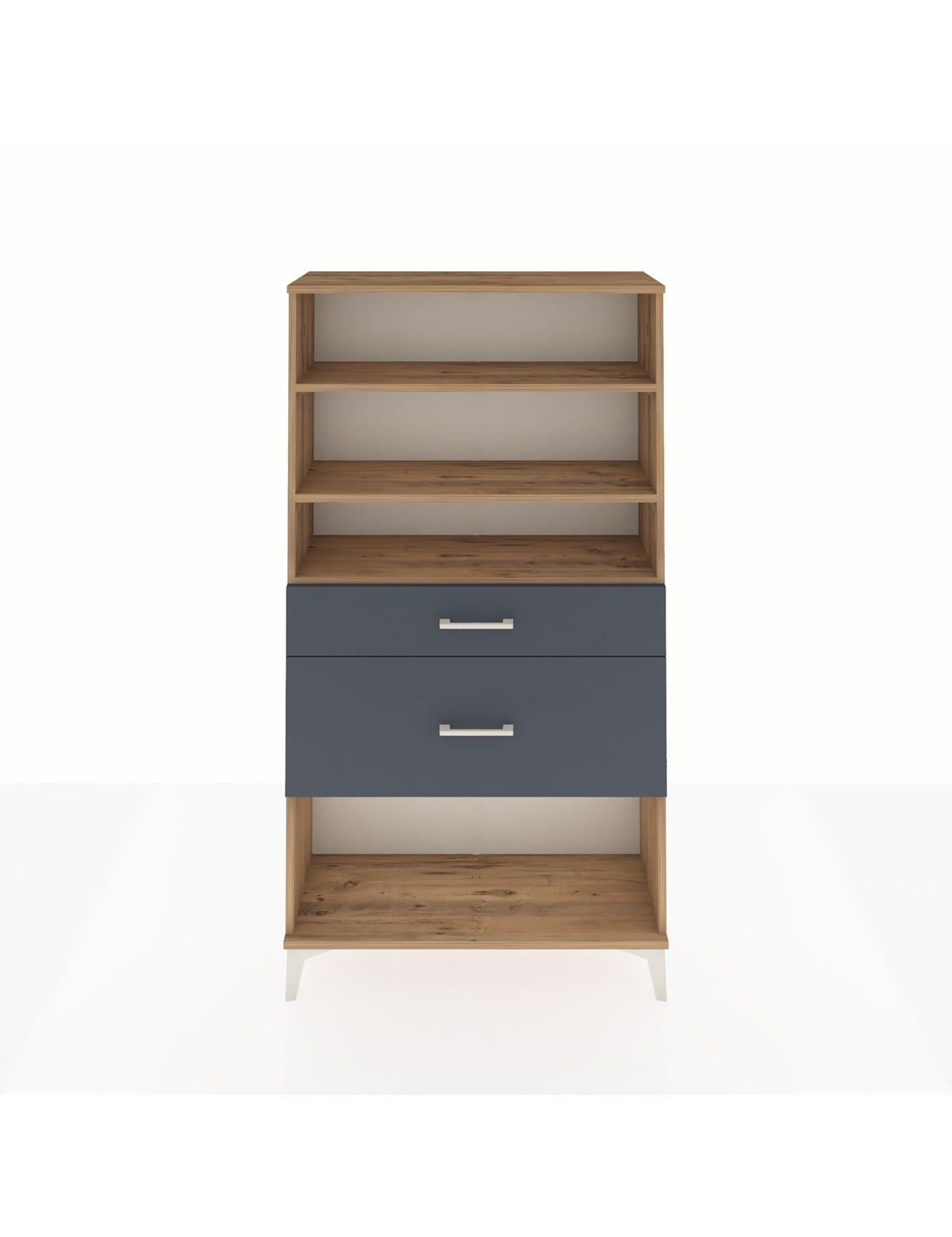 Arges Dolap 3 Raflı 2 Çekmeceli 88x30x163 Çam-Antrasit