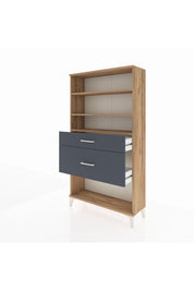 Arges Dolap 3 Raflı 2 Çekmeceli 88x30x163 Çam-Antrasit