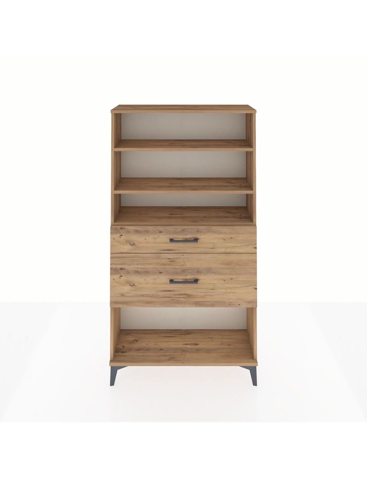 Arges Dolap 3 Raflı 2 Çekmeceli 88x30x163 Çam-Çam