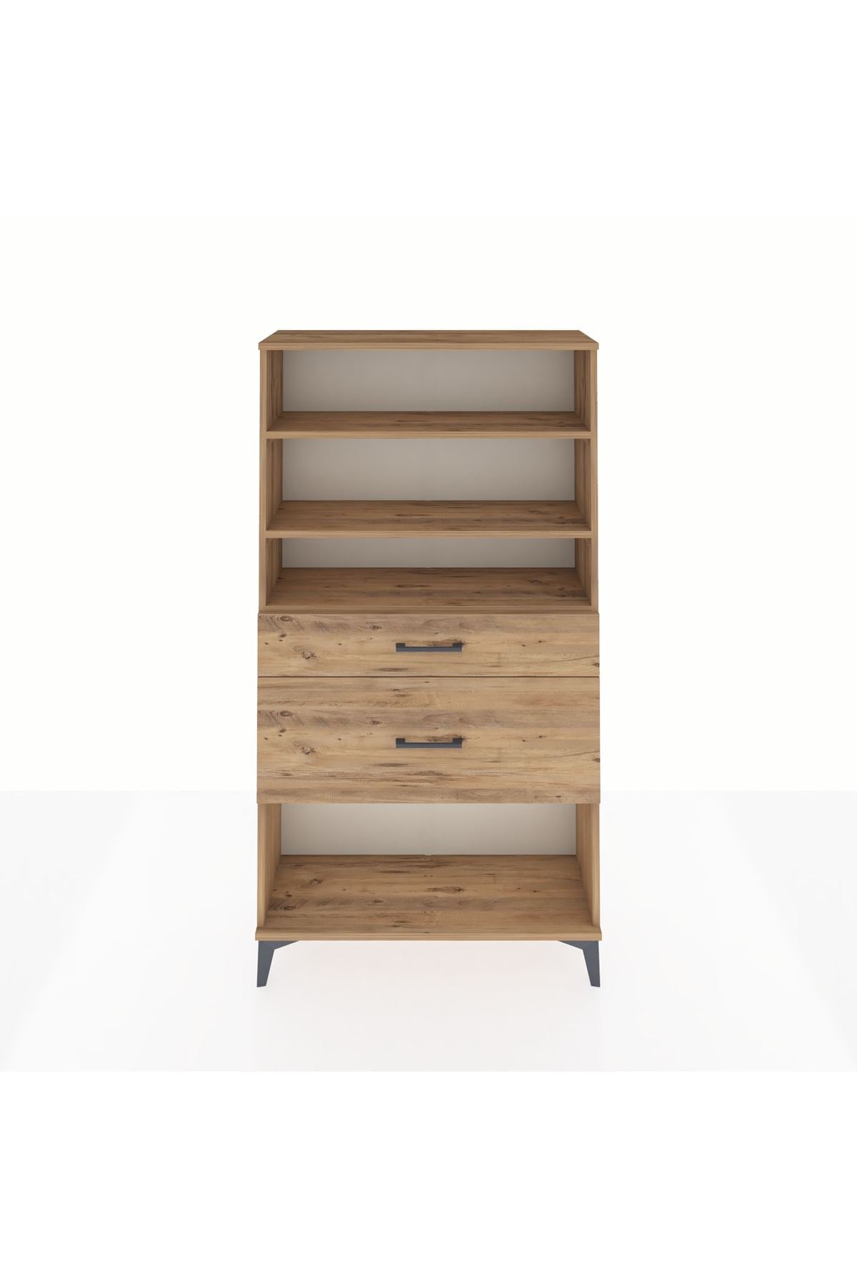 Arges Dolap 3 Raflı 2 Çekmeceli 88x30x163 Çam-Çam