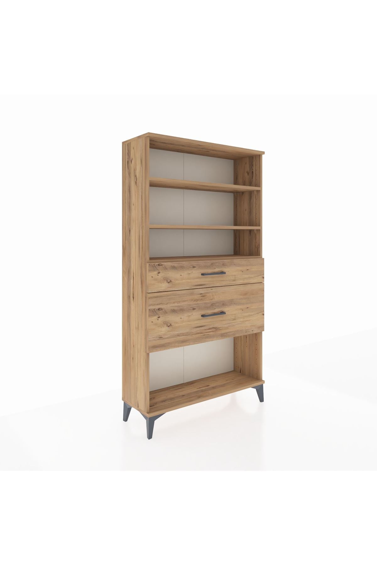 Arges Dolap 3 Raflı 2 Çekmeceli 88x30x163 Çam-Çam