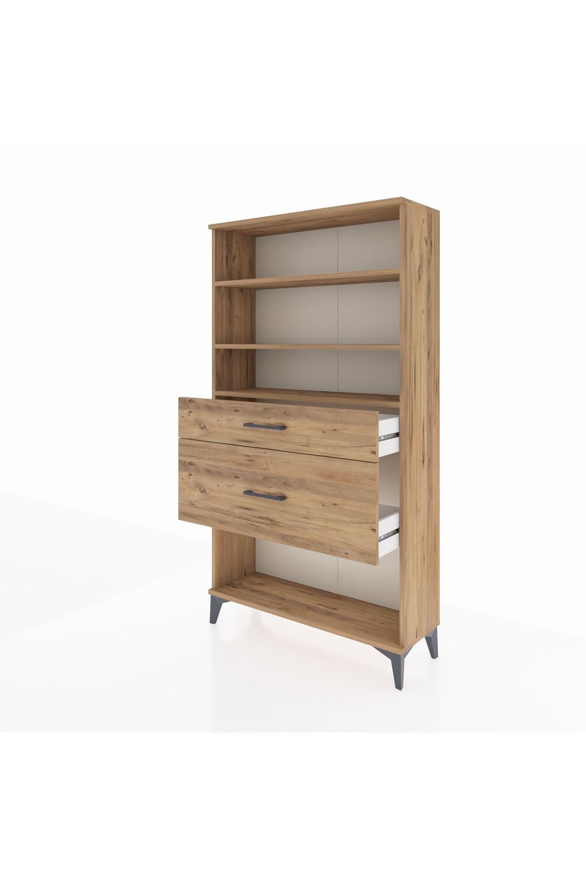 Arges Dolap 3 Raflı 2 Çekmeceli 88x30x163 Çam-Çam