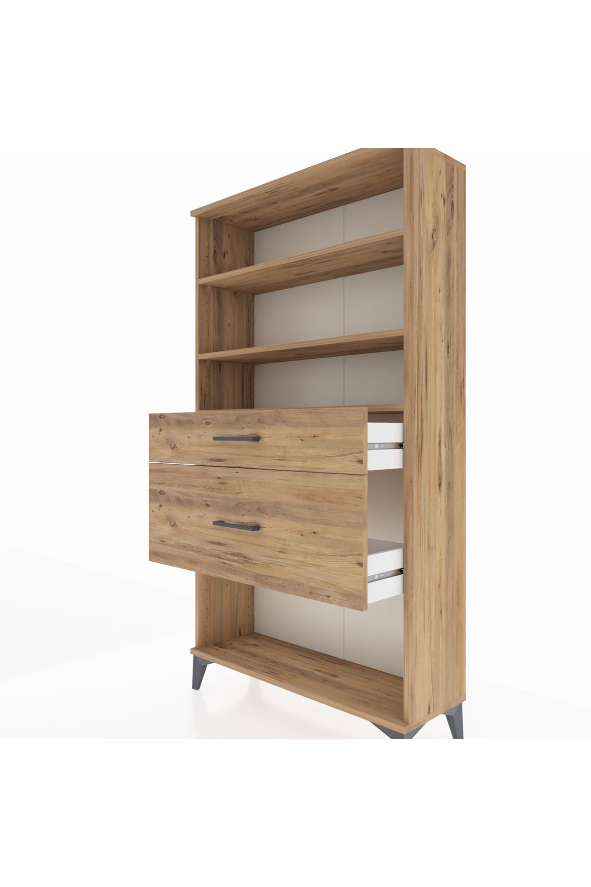 Arges Dolap 3 Raflı 2 Çekmeceli 88x30x163 Çam-Çam