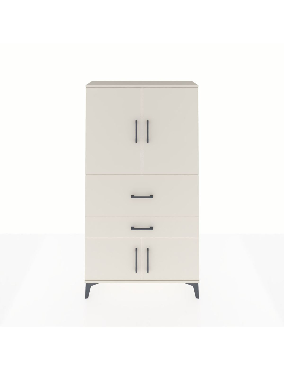 Arges Dolap 3 Raflı 2 Çekmeceli 4 Kapaklı 88x30x163 Aytaşı-Aytaşı