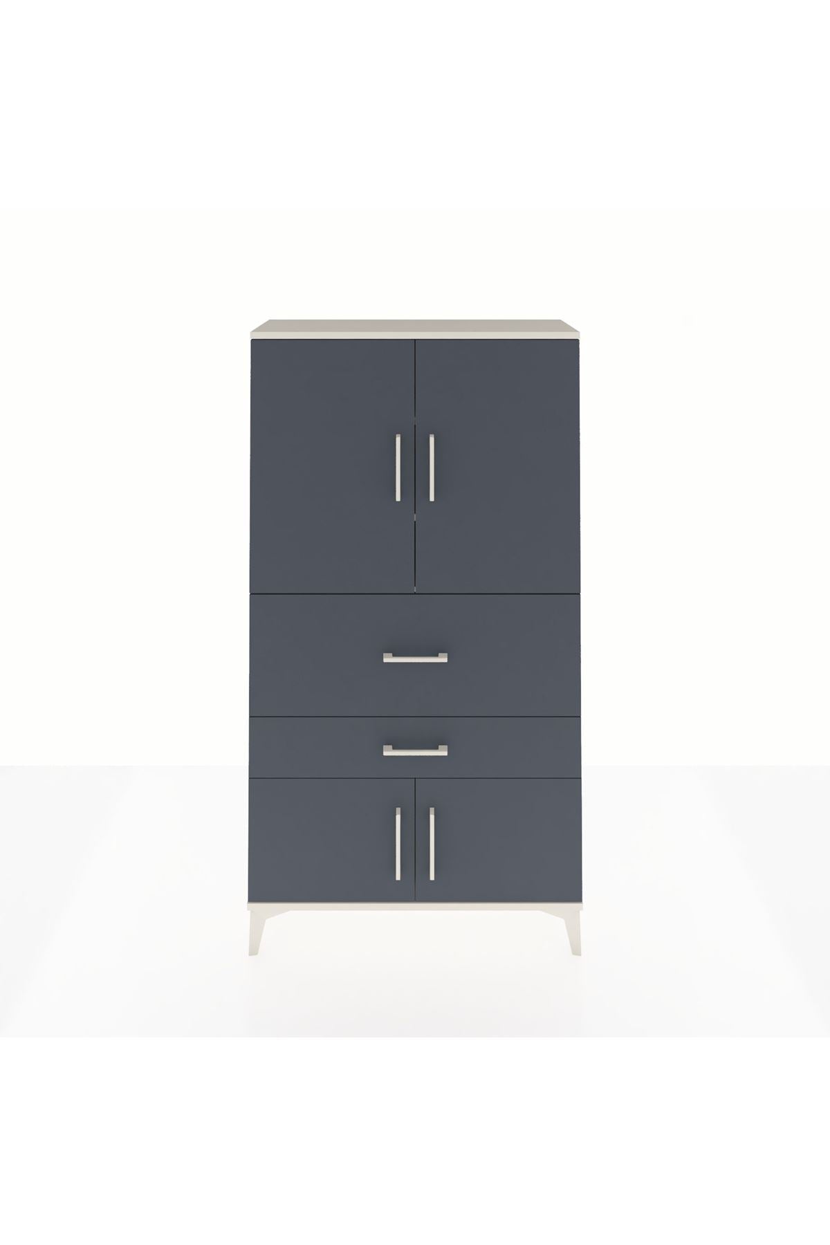 Arges Dolap 3 Raflı 2 Çekmeceli 4 Kapaklı 88x30x163 Aytaşı-Antrasit