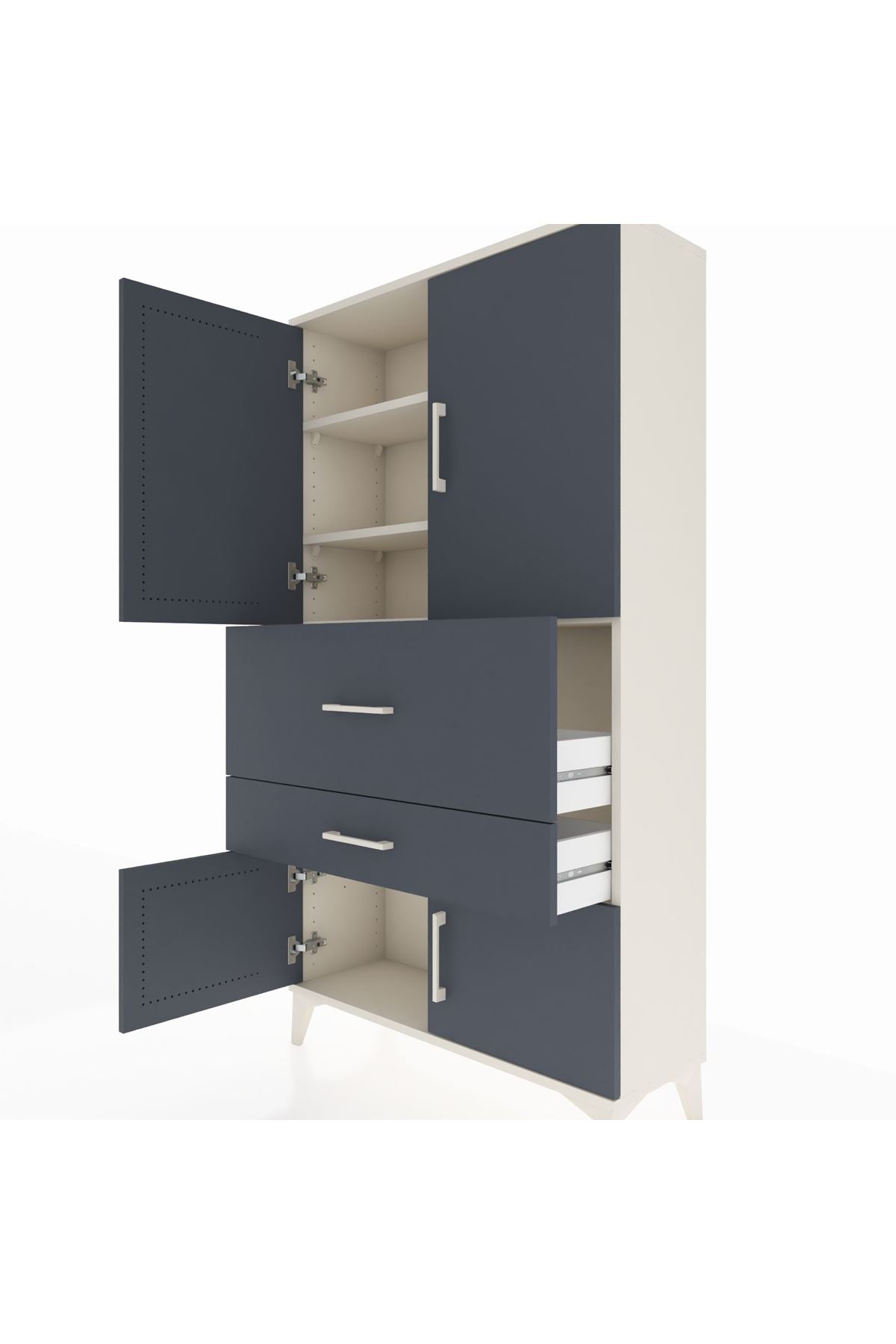 Arges Dolap 3 Raflı 2 Çekmeceli 4 Kapaklı 88x30x163 Aytaşı-Antrasit