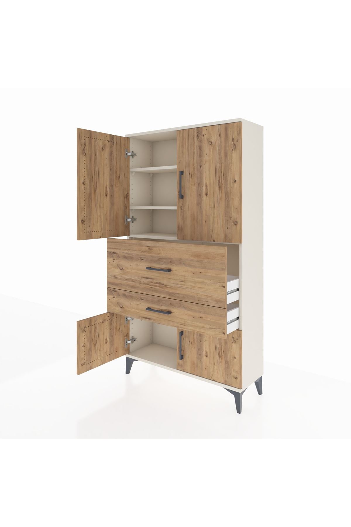 Arges Dolap 3 Raflı 2 Çekmeceli 4 Kapaklı 88x30x163 Aytaşı-Çam