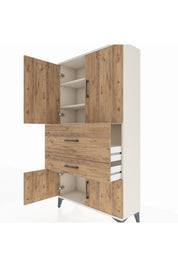 Arges Dolap 3 Raflı 2 Çekmeceli 4 Kapaklı 88x30x163 Aytaşı-Çam