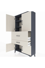 Arges Dolap 3 Raflı 2 Çekmeceli 4 Kapaklı 88x30x163 Antrasit-Aytaşı