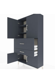 Arges Dolap 3 Raflı 2 Çekmeceli 4 Kapaklı 88x30x163 Antrasit-Antrasit