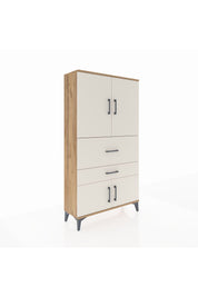 Arges Dolap 3 Raflı 2 Çekmeceli 4 Kapaklı 88x30x163 Çam-Aytaşı
