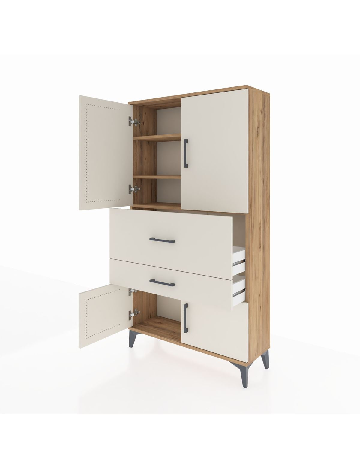 Arges Dolap 3 Raflı 2 Çekmeceli 4 Kapaklı 88x30x163 - S21M123V7A