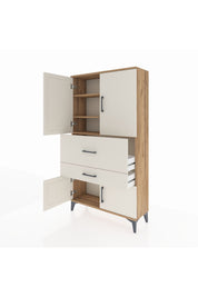 Arges Dolap 3 Raflı 2 Çekmeceli 4 Kapaklı 88x30x163 Çam-Aytaşı