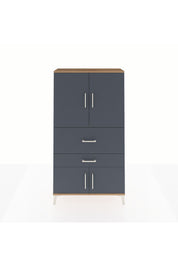 Arges Dolap 3 Raflı 2 Çekmeceli 4 Kapaklı 88x30x163 Çam-Antrasit