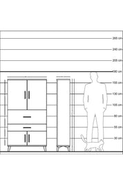 Arges Dolap 3 Raflı 2 Çekmeceli 4 Kapaklı 88x30x163 Çam-Antrasit
