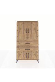 Arges Dolap 3 Raflı 2 Çekmeceli 4 Kapaklı 88x30x163 Çam-Çam