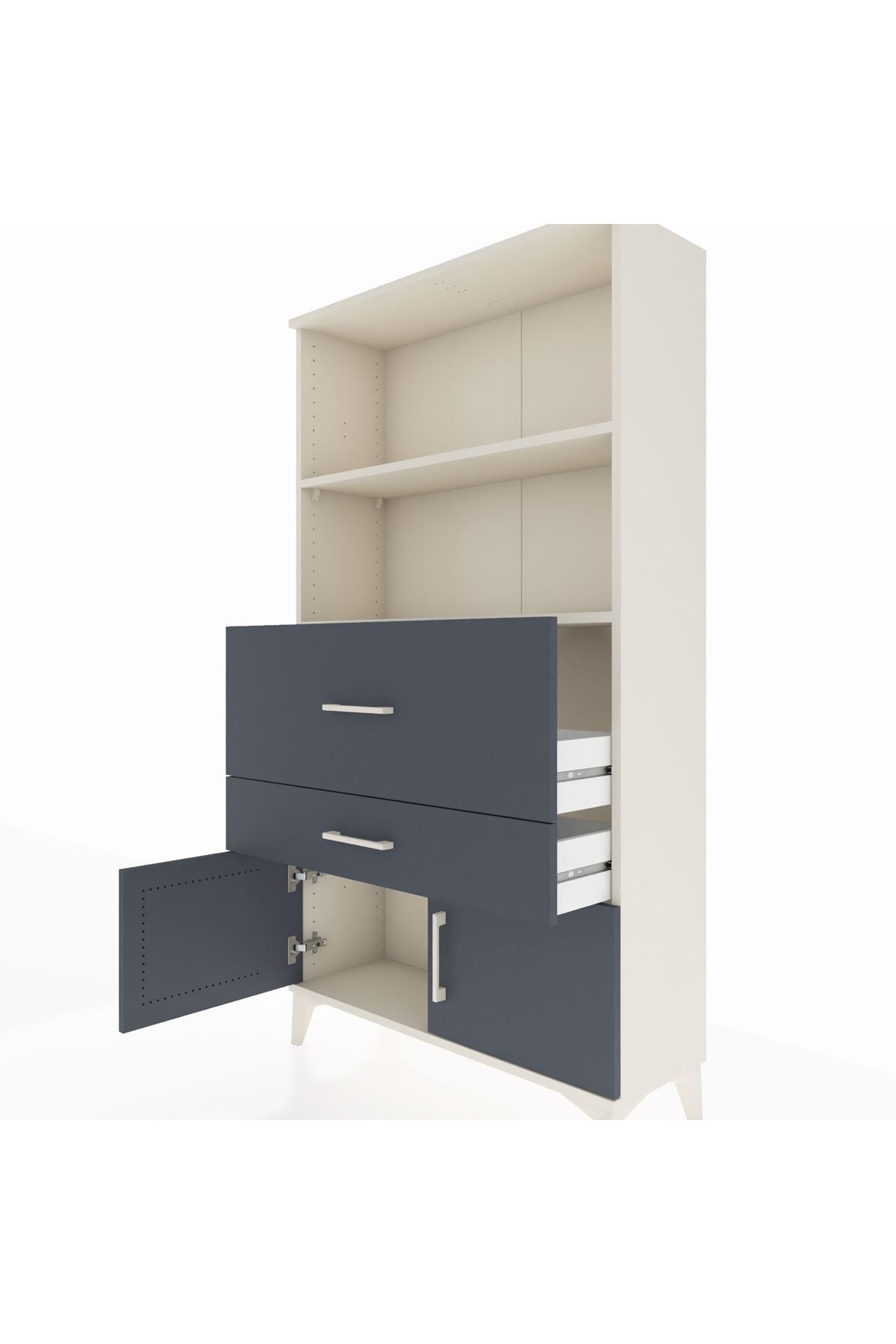 Arges Dolap 2 Raflı 2 Çekmeceli 2 Kapaklı 88x30x163 Aytaşı-Antrasit