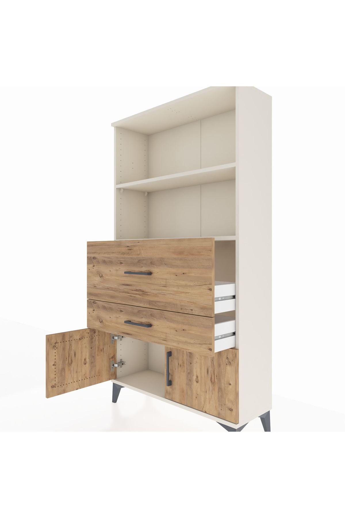 Arges Dolap 2 Raflı 2 Çekmeceli 2 Kapaklı 88x30x163 Aytaşı-Çam