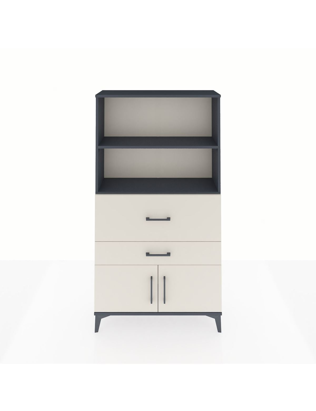 Arges Dolap 2 Raflı 2 Çekmeceli 2 Kapaklı 88x30x163 Antrasit-Aytaşı