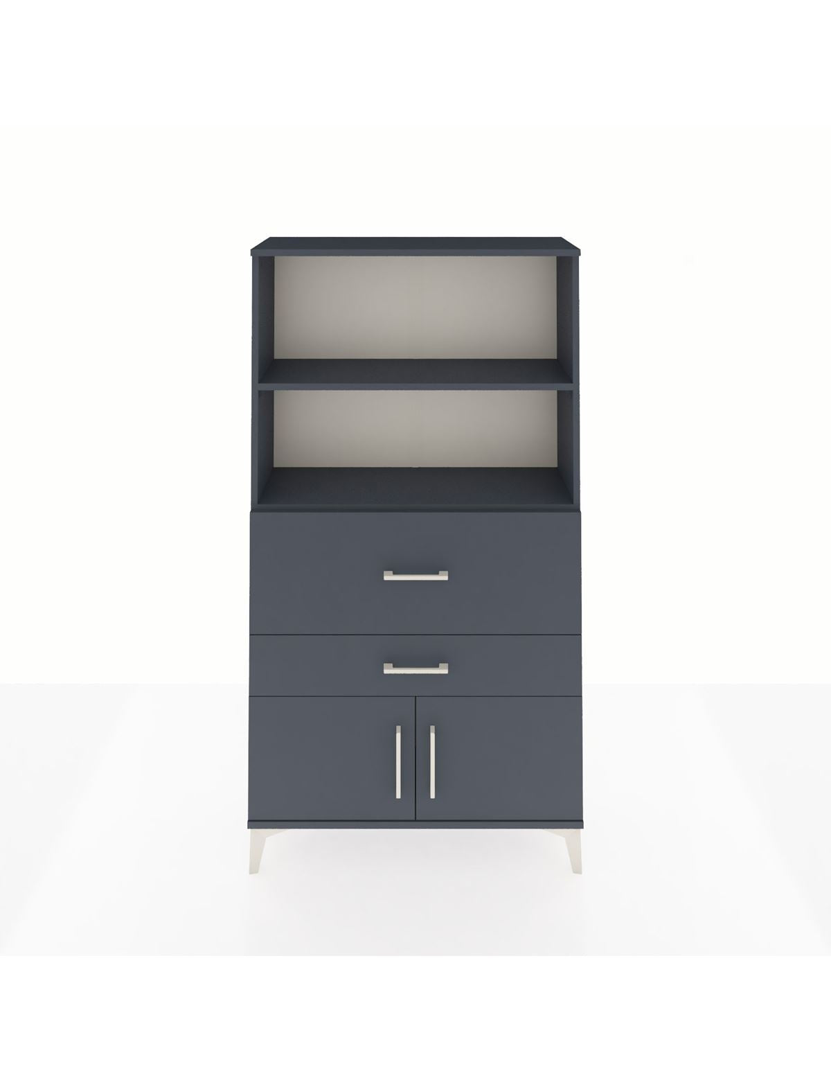 Arges Dolap 2 Raflı 2 Çekmeceli 2 Kapaklı 88x30x163 Antrasit-Antrasit