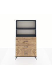 Arges Dolap 2 Raflı 2 Çekmeceli 2 Kapaklı 88x30x163 Antrasit-Çam