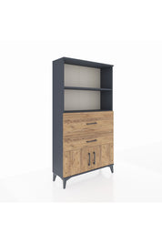 Arges Dolap 2 Raflı 2 Çekmeceli 2 Kapaklı 88x30x163 Antrasit-Çam