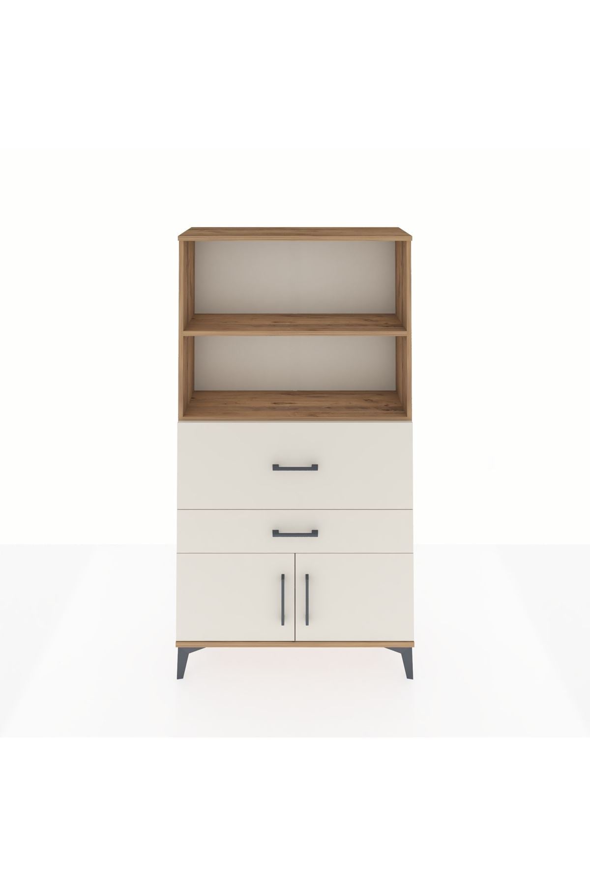 Arges Dolap 2 Raflı 2 Çekmeceli 2 Kapaklı 88x30x163 Çam-Aytaşı