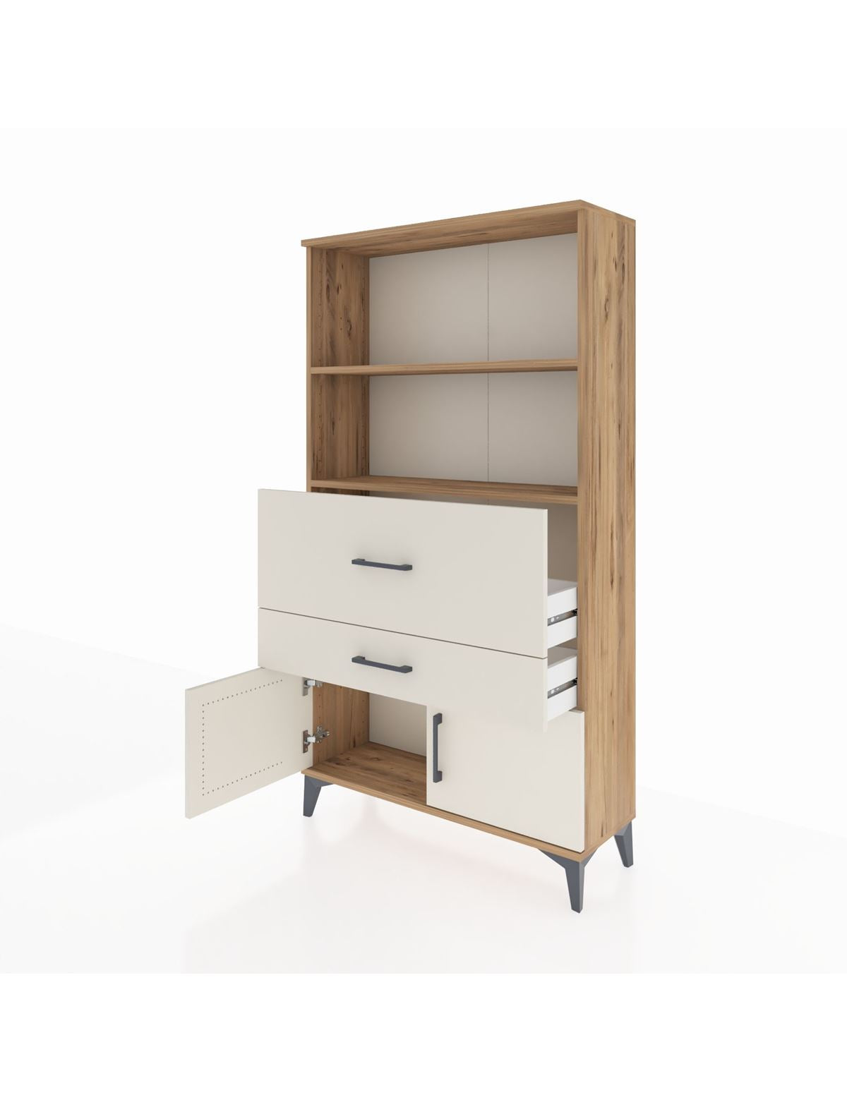 Arges Dolap 2 Raflı 2 Çekmeceli 2 Kapaklı 88x30x163 - S21M124V7A