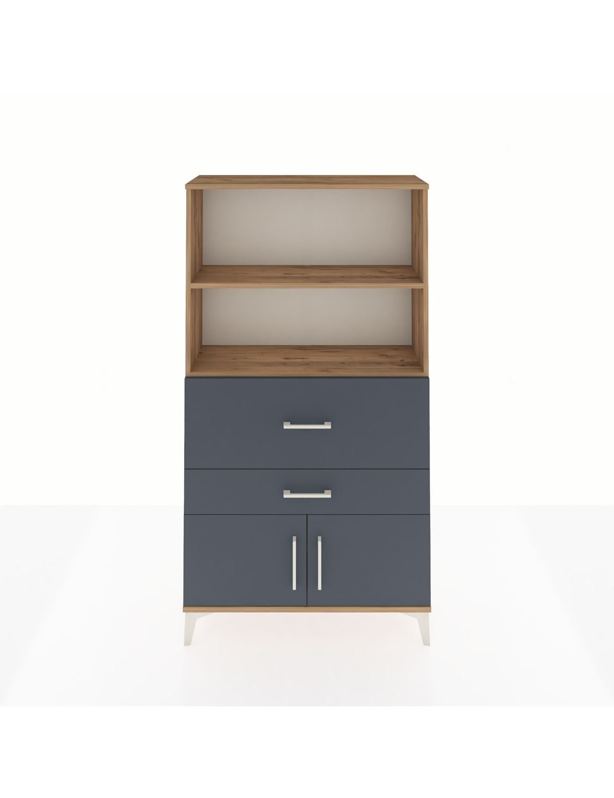 Arges Dolap 2 Raflı 2 Çekmeceli 2 Kapaklı 88x30x163 Çam-Antrasit