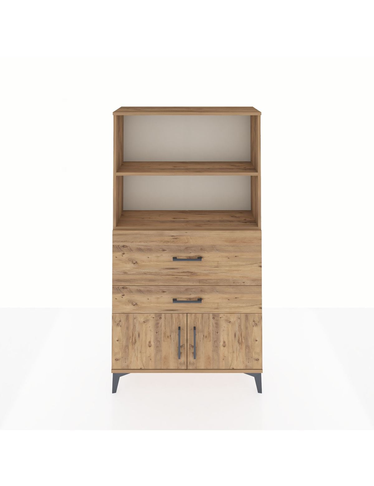 Arges Dolap 2 Raflı 2 Çekmeceli 2 Kapaklı 88x30x163 Çam-Çam