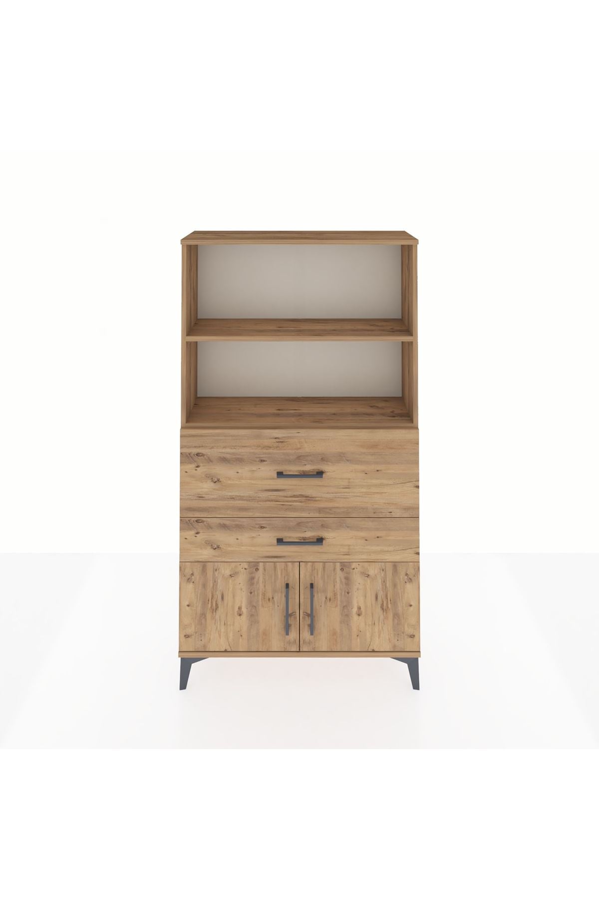 Arges Dolap 2 Raflı 2 Çekmeceli 2 Kapaklı 88x30x163 Çam-Çam