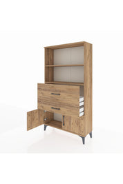 Arges Dolap 2 Raflı 2 Çekmeceli 2 Kapaklı 88x30x163 Çam-Çam