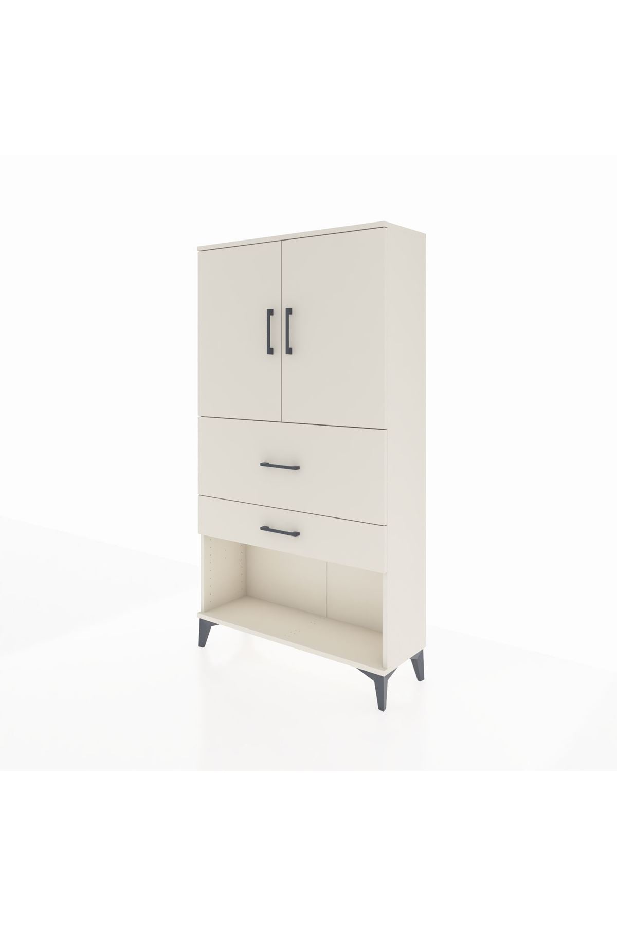 Arges Dolap 2 Raflı 2 Çekmeceli 2 Kapaklı 88x30x163 Aytaşı-Aytaşı